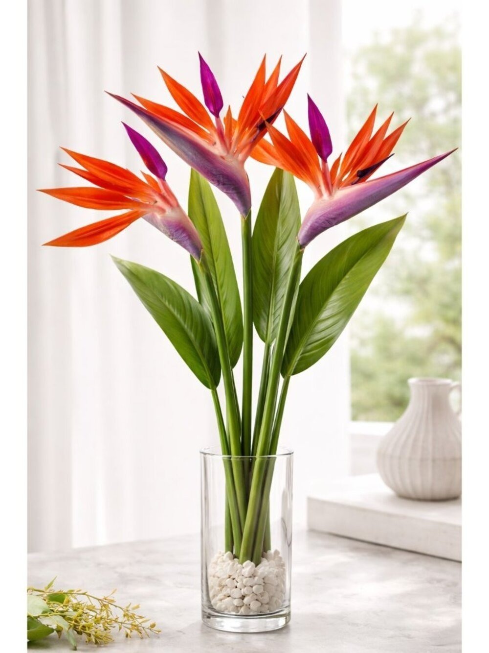 Artificial Bird of Paradise Flowers Realistic Strelitzia 3 Stem Bundle - Picture 5 of 9